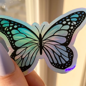 Blue Butterfly Sticker | Cute Stickers | Laptop Hydroflask Water Bottle Decal | Journal Stickers | Holographic Sticker | Stocking Stuffer
