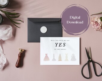 Bridesmaid Proposal Card - Will You Help Me Say Yes to the Dress - Bridesmaid Proposal Dresses - Will You Be My Bridesmaid