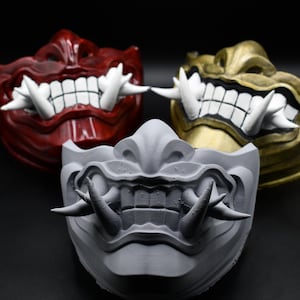 Half Face Samurai Mask Ronin Oni Mempo Japanese Demon