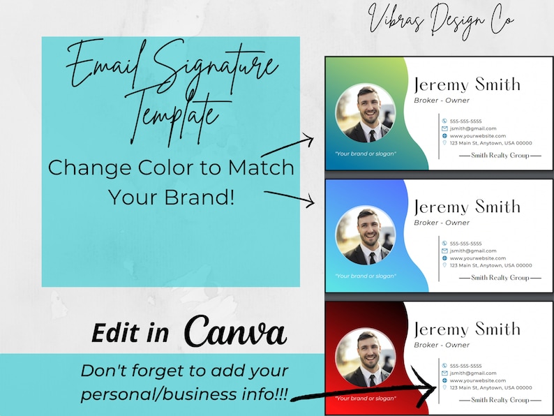 Business Card & Email Signature Template Bundle 3 in 1 Etsy