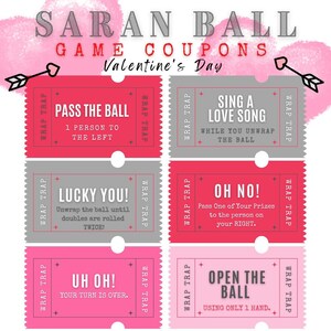 Saran Ball Game Cards, Valentine&#39;s Day Saran Ball Game