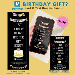 Birthday Money Gift, Digital Birthday Card, Card for Venmo Gift, Birthday Money Holder, Creative Birthday Gift, Creative Birthday Card