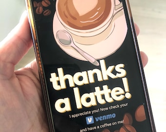 Thanks a Latte Digital Card, Venmo Coffee Gift (Digital Download)