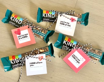 Kind Bar Valentine's Day Tags, Printable Gift Tags (Digital Download)