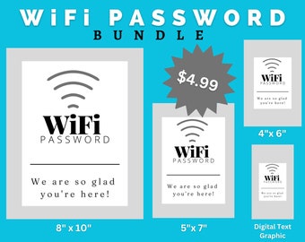 WiFi Password Signs, WiFi Password Bundle