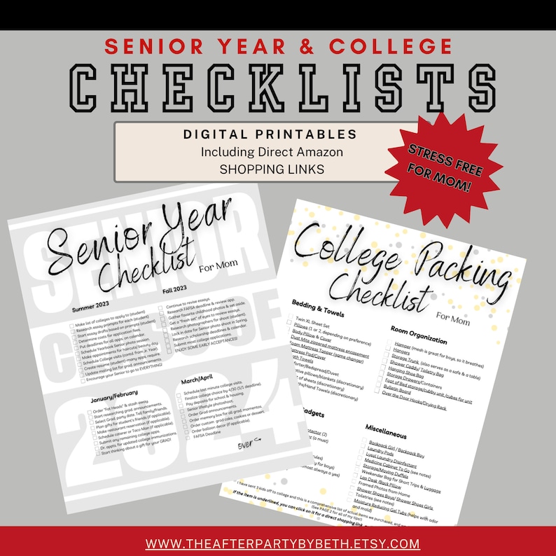 Senior Year Checklist College Packing Checklist Bundle Etsy Senior Year Checklist College Packing Checklist Bundle Etsy