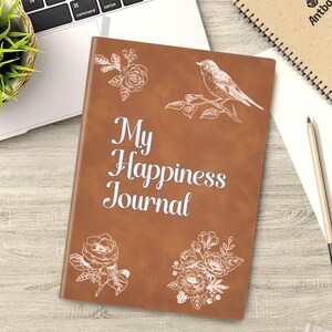 My Happiness Journal - Diario in pelle A5 / PU e carta di cellulosa vergine. Pelle PU di alta qualità con una consistenza delicata e una sensazione confortevole