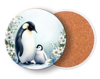 Splendido sottobicchiere Pinguini - Ceramica + fondo in sughero, 10 cm, venduto singolarmente con sconto per acquisti multipli. Spedizione gratuita