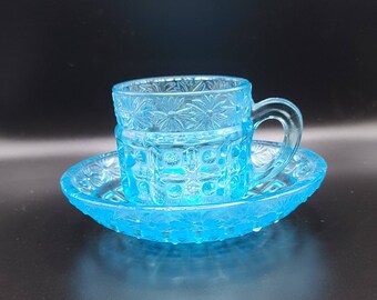 Beautiful Federal Glass Columbia depression era glass coffee cup and Saucer Beautiful Federal Glass Columbia depression era glass coffee cup and Saucer