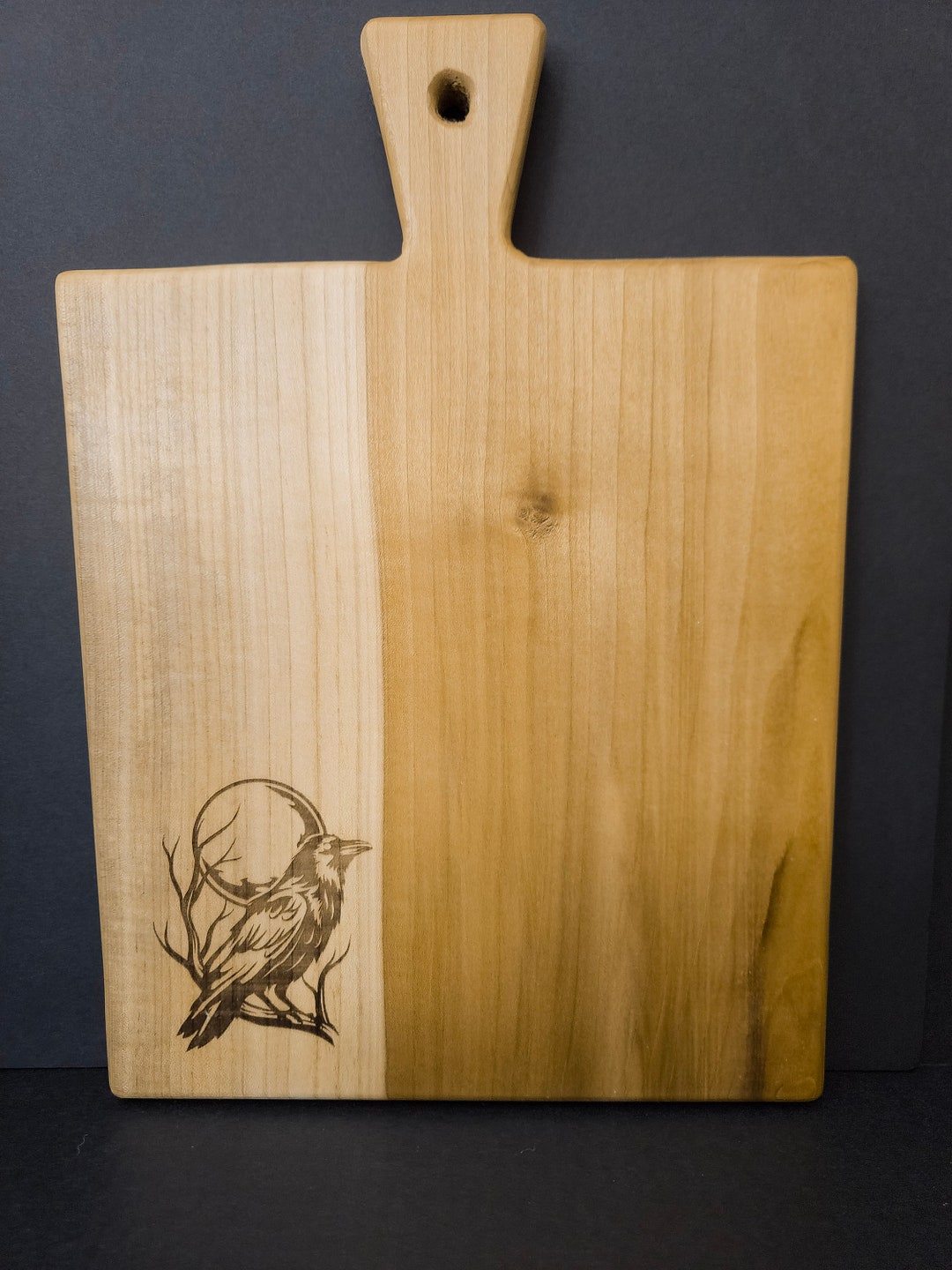 Poplar Wood Charcuterie/cutting Board With Crow and Moon Etsy