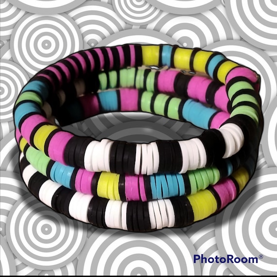 80s Neon Beaded Wristband 4 Colours 80s Neon Beaded Wristband 4 Colours