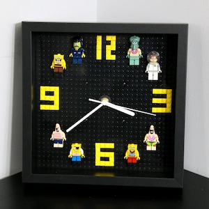 Custom Wall Clock For Kids, Mini Figures Clock, Children&#39;s Gift, SpongeBob Gift, SpongeBob Figures, Clock For Playroom Nursery Bedrooms