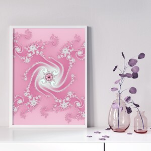Wall Art Print, Pink White Fractal Wall Art Digital Print, Printable Poster, Wall Art Decor, Digital Download