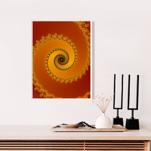Wall Art Print, Golden Brown Fractal Artwork, Digital Print, Printable Poster, Wall Art Decor, Digital Download