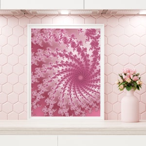 Wall Art Print, Pink White Fractal Wall Art Digital Print, Printable Poster, Wall Art Decor, Digital Download