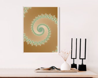 Beautiful Wall Art Print, Golden Fractal Wall Art, Digital Print, Printable Poster, Wall Art Decor, Digital Download