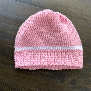 Pink with White Stripe Beanie