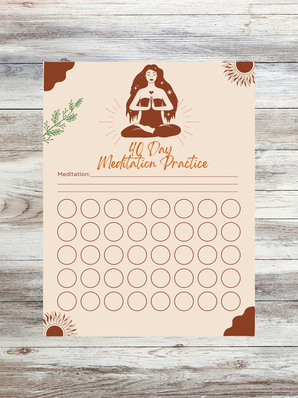40 Day Meditation Challenge Printable, Meditation Tracker Printable ...