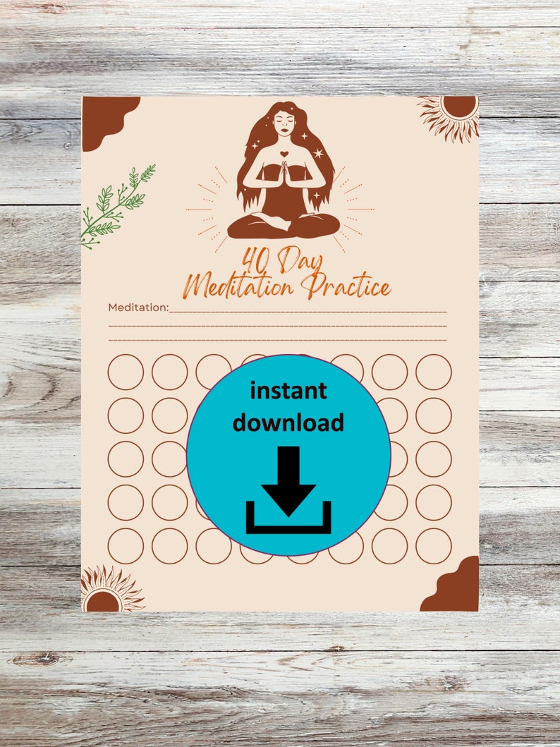 40 Day Meditation Challenge Printable, Meditation Tracker Printable Etsy