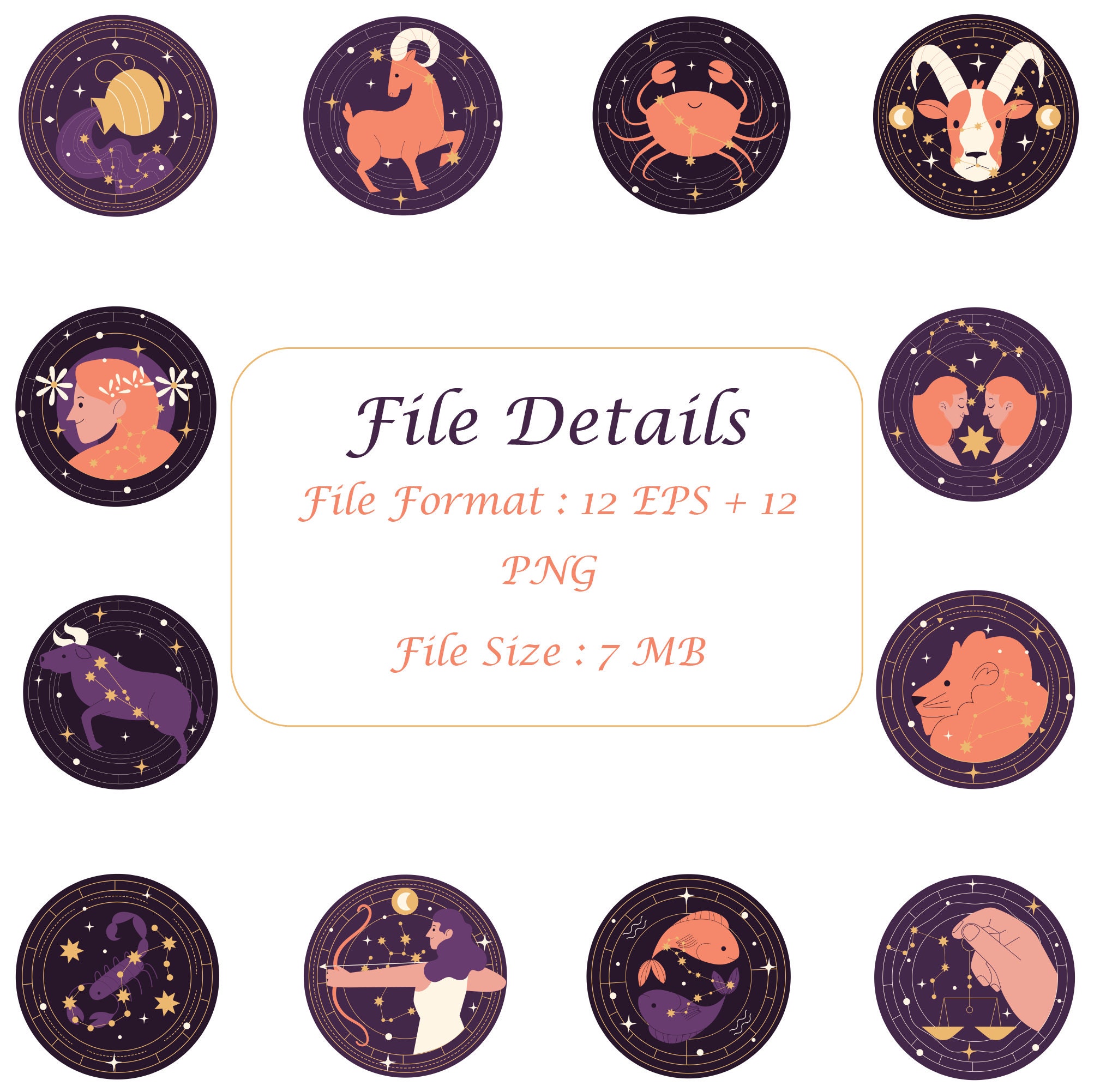 Astrology Design Zodiac PNG Horoscope Design Zodiac Signs Zodiac Template - Etsy