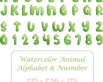 Cactus alphabets and numbers clipart, cactus alphabet, succulent font, succulent clipart, cactus clipart, Cactus Letters - EPS, PNG, JPG