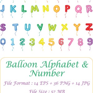Ballon alfabet nummer clipart, ballon letters, sublimatie ontwerp, ballon alfabet nummer graphics, verjaardag, baby shower, PNG