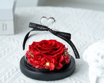 Flower Birthday Gifts for Women | Forever Preserved Real Rose in Glass Dome   Gift | Valentine Gift | Unique mothers Gift | Anniversary Rose