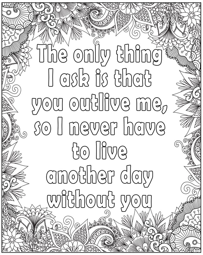 Love Quotes Coloring Pages for Adults. Zentangle Digital Downloads ...
