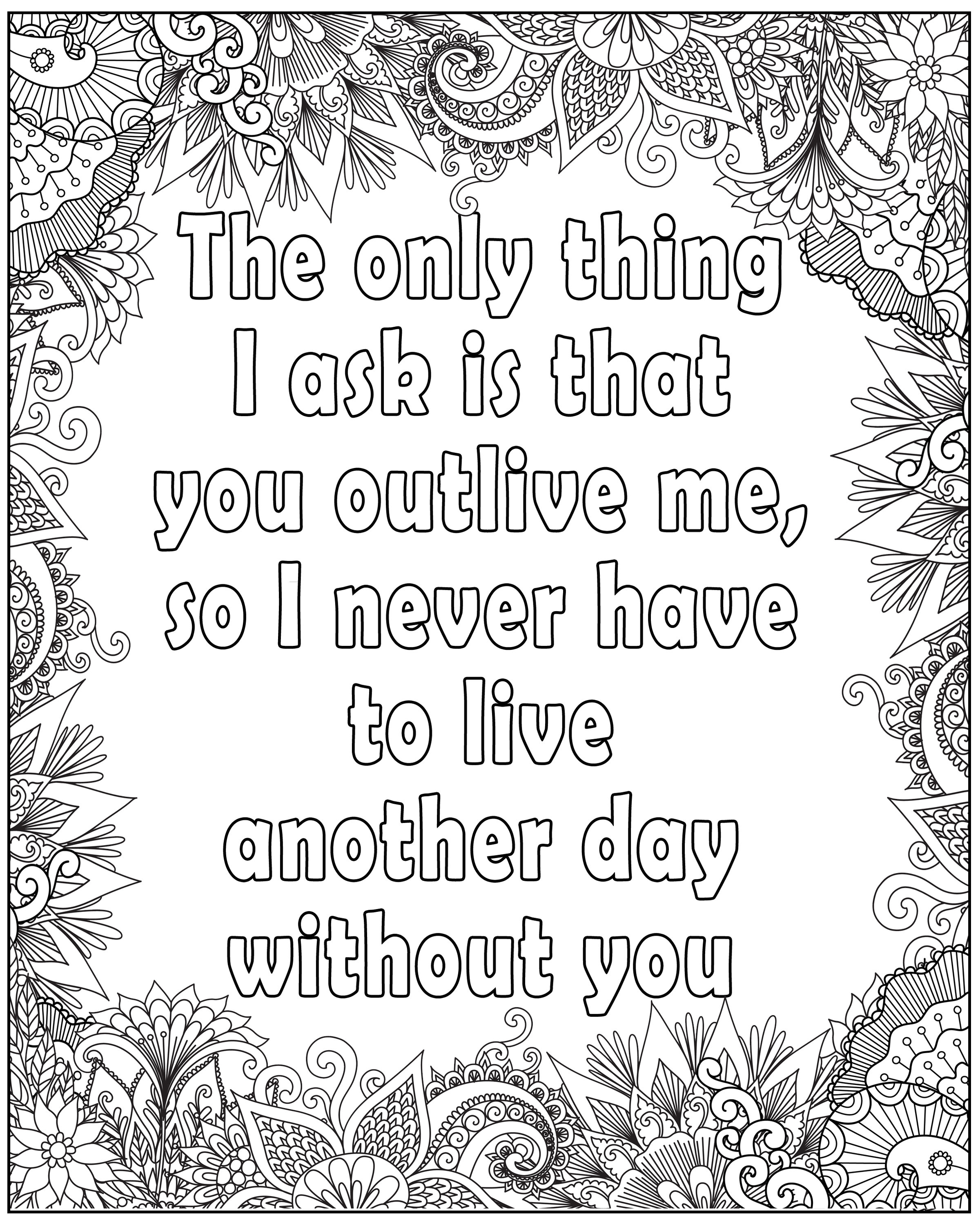 Love Quotes Coloring Pages for Adults. Zentangle Digital Downloads ...