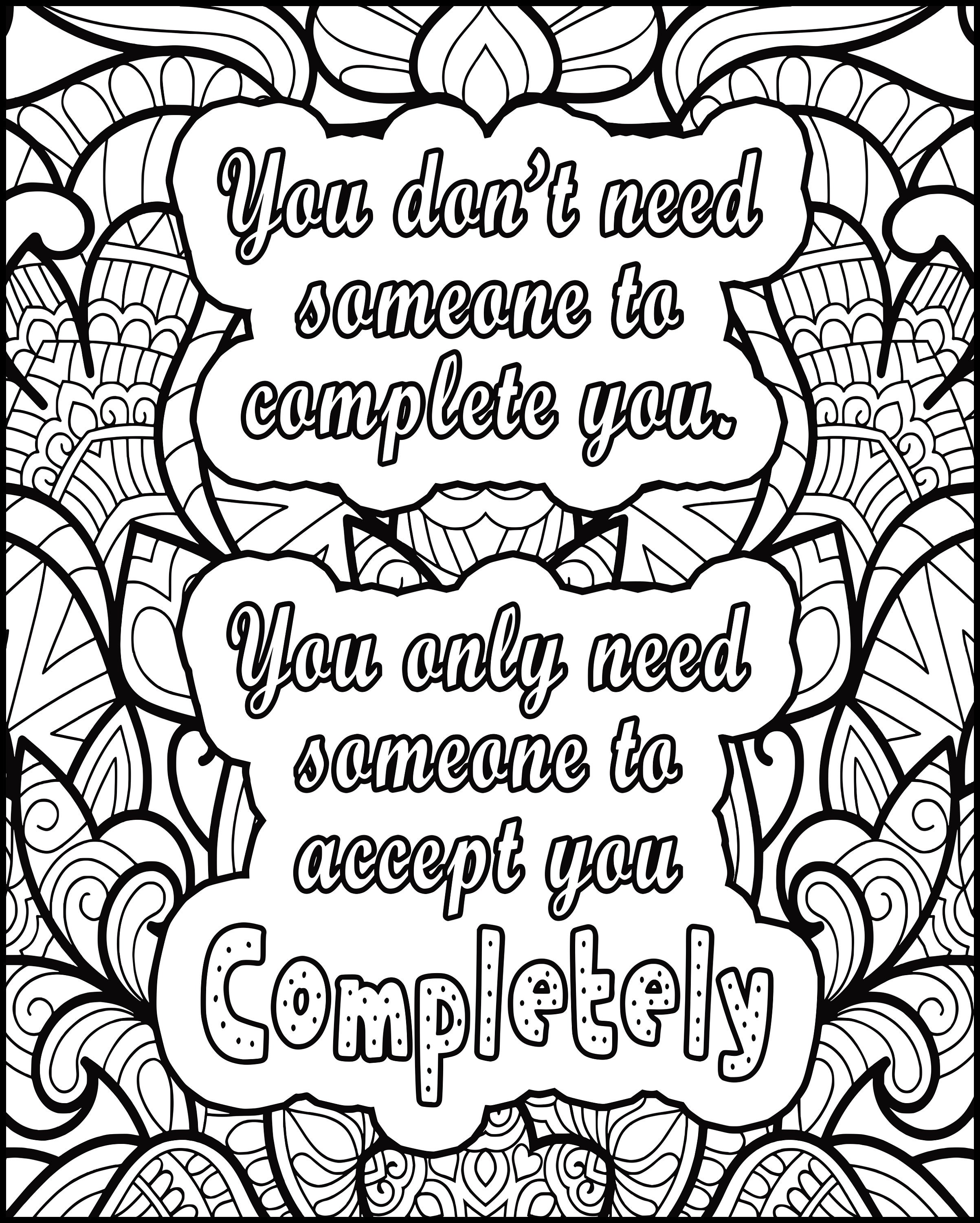 Love Quotes Coloring Pages for Adults. Zentangle Digital Downloads. Love Sayings Coloring Pages