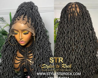 Full lace soft locs butterfly locs goddess boho locs distressed locs lace wig black blonde faux locs knotless box braided styles dread locs