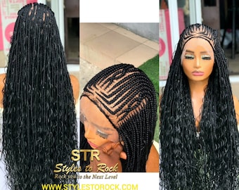Fulani Boho Braided Wig: Full Lace, Knotless Box Braids, Goddess Gypsy Braid