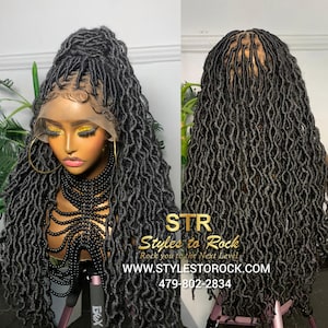 Full lace soft locs butterfly locs goddess boho locs distressed locs lace wig black blonde faux locs knotless box braided styles dread locs