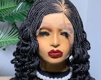 Knotless Braided Bob Wig: Full Lace, Black Fulani Tribal Braids