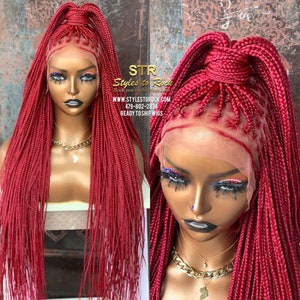 Red Knotless Braids 