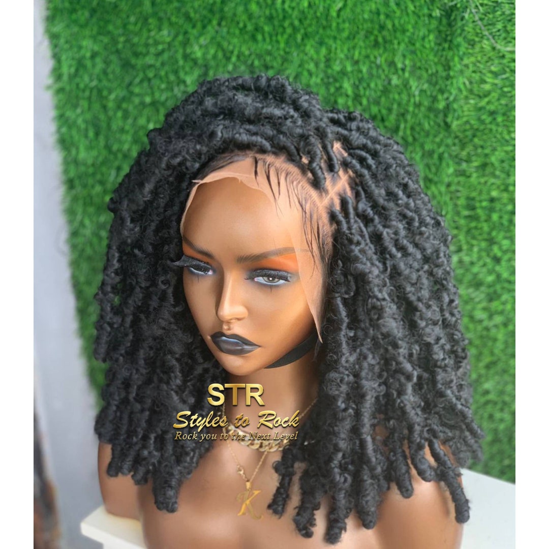 14 Inch Lace Frontal Locs Butterfly Locs Short Wig Bob Wigs Etsy