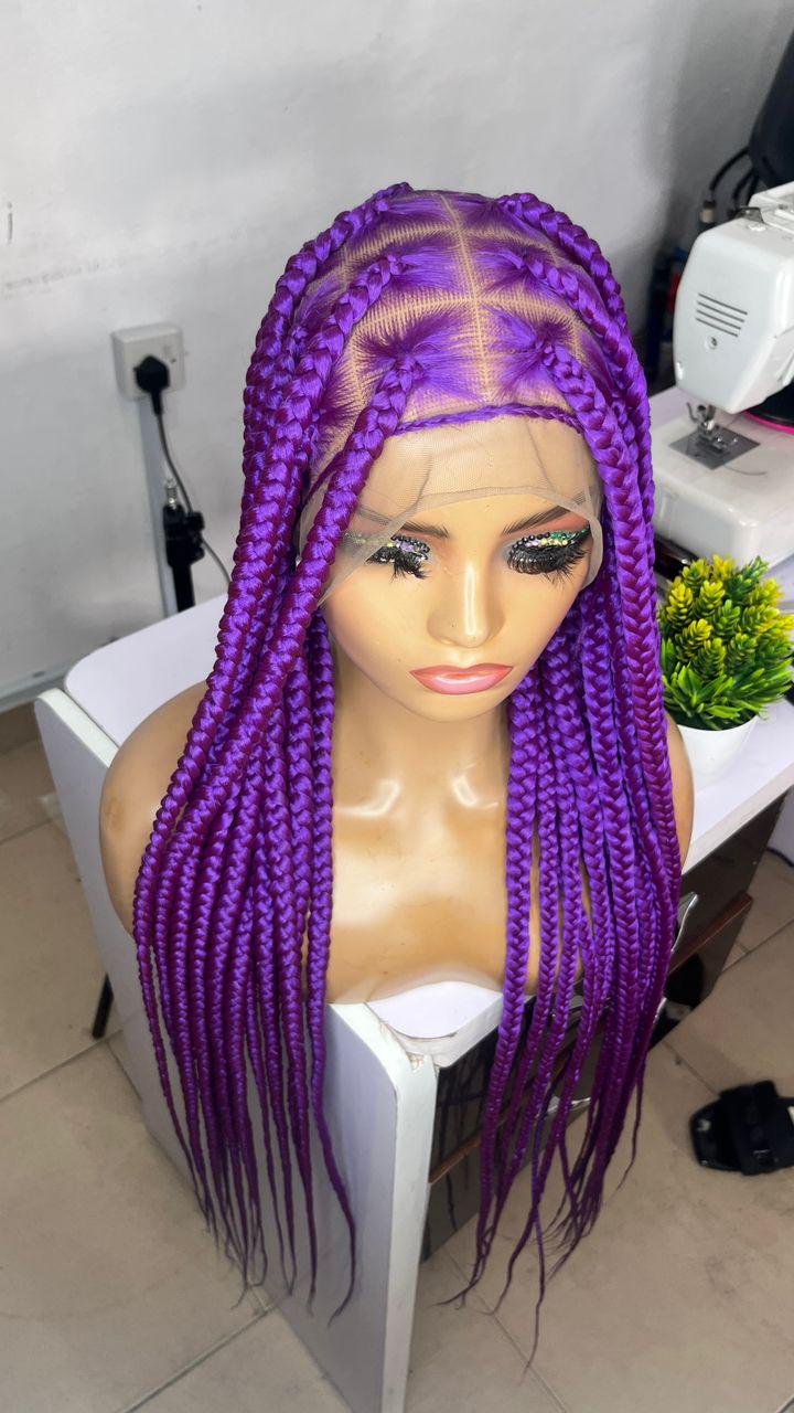 Purple Full Lace Jumbo Knotless Braids Wig - 32 Inch - Etsy  display picture 1