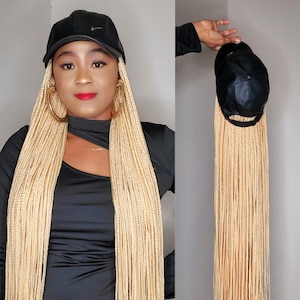 613 Blonde Hat Wig Braid Wig Leather Cap box Braid Hat wig