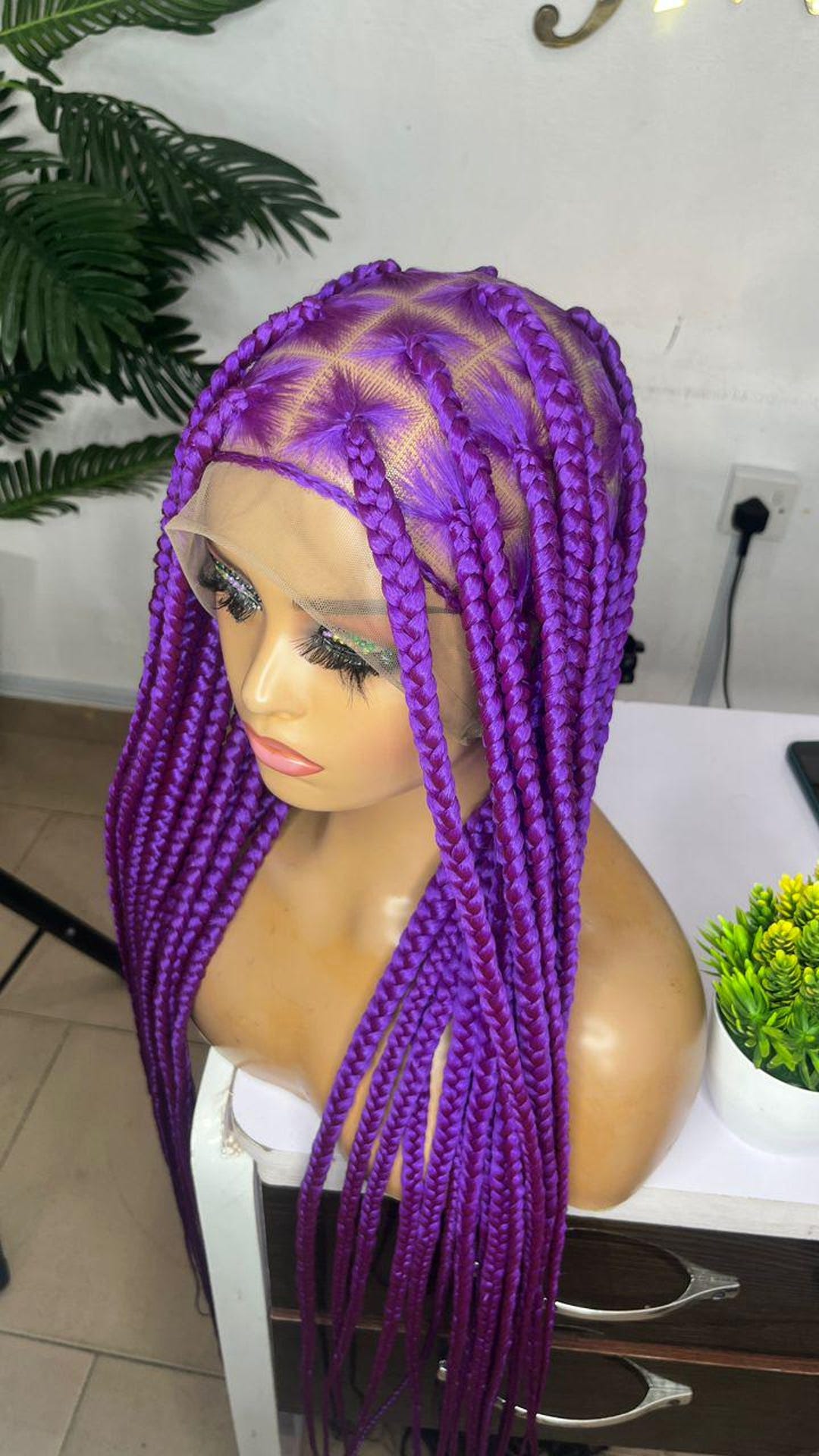 ?Kardashian PURPLE 24” DUTCH BRAID LACE FRONT WIG Amazon.com: Xiweiya 2 Braids Wig Purple Braided Wig  main image 2