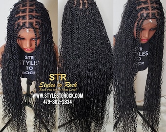 Styles To Rock Full Lace braid, Black braid, Boho Goddess braid, small Knotless braid, Wigs, box braids, Braided Wig, island twist braid