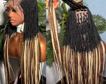 Knotless Braided Wig, Full Lace, 613 Blonde, 30 Inch