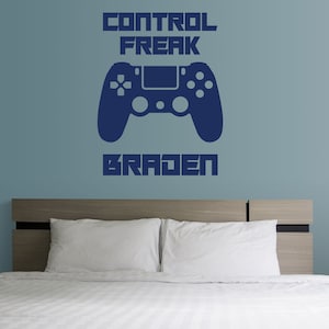 Personalized Video Game Controller Vinyl Wall Decal-Control Freak Quote-Home Decor for Children&#39;s Bedroom, Game Room, or Man Cave-Removable