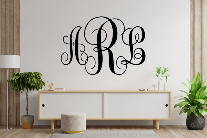 Personalized Monogram Vinyl Wall Decal: Three Initials, Custom Home ...