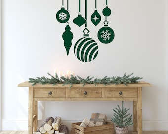 Christmas Ornaments Vinyl Wall Decal: Removable Holiday Decor