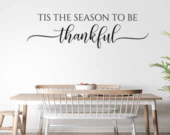 Grateful Vinyl Wall Decal: Thanksgiving Home Decor