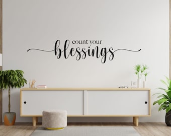 Count Your Blessings Vinyl Wall Decal: Inspirational Home Decor