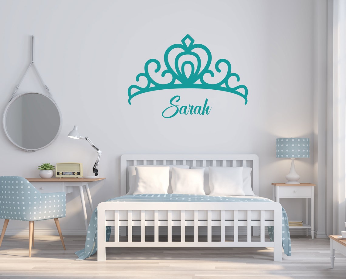 Personalized Princess Tiara With Name Crown Vinyl Wall Decal | Etsy