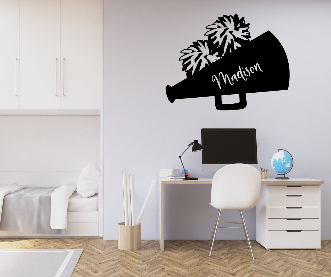 Personalized Cheer Megaphone With Name Vinyl Wall Decal for Etsy