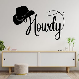 Howdy Cowboy Hat Vinyl Wall Decal - Western Home Decor