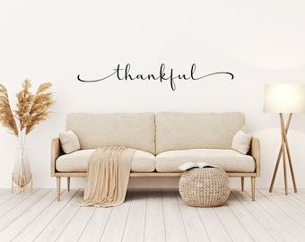 Custom Thankful Vinyl Wall Decal: Thanksgiving Home Decor